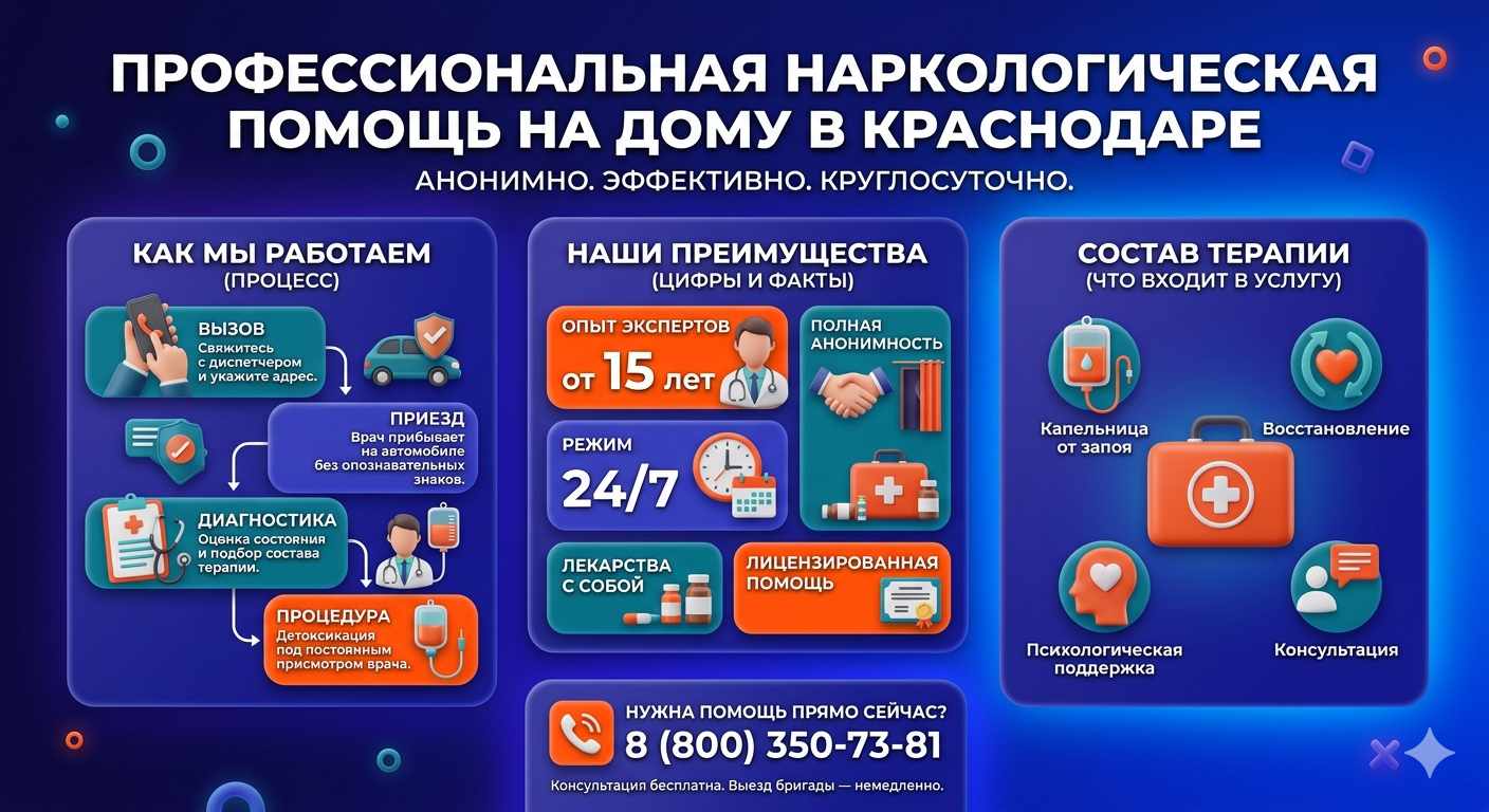Инфографика о принципах лечения алкоголизма на дому в Первомайске: этапы вызова нарколога, преимущества анонимной детоксикации и состав медицинской помощи.